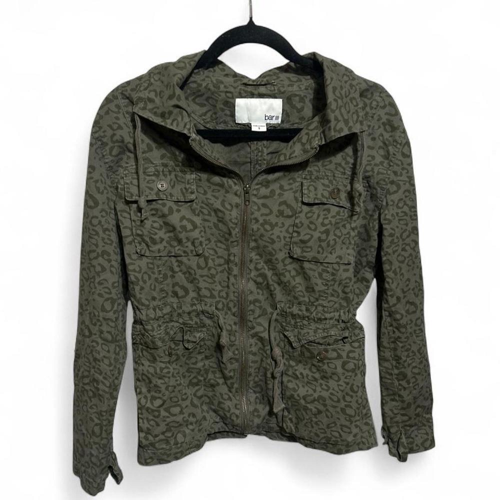 Bar III Leopard/Cheetah Print Military Utility Jacket Shirt - S